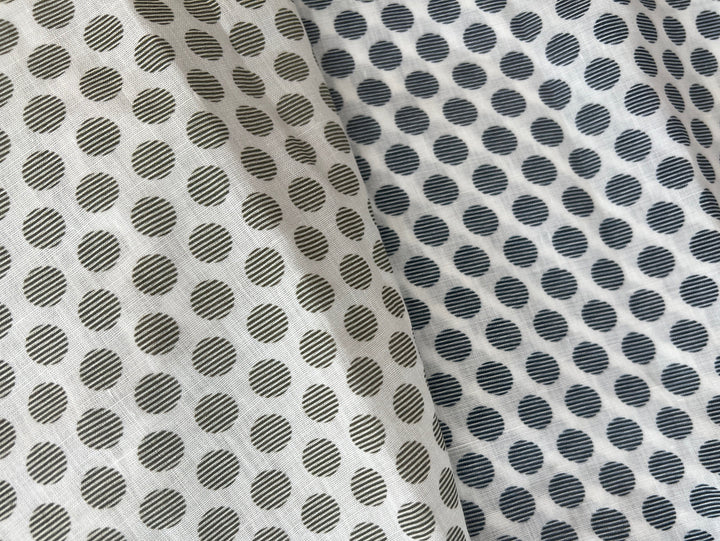100% Ramie Fabric with Micro-Stripe Polka Dot Print, Lightweight 4776 8456 8457 8458