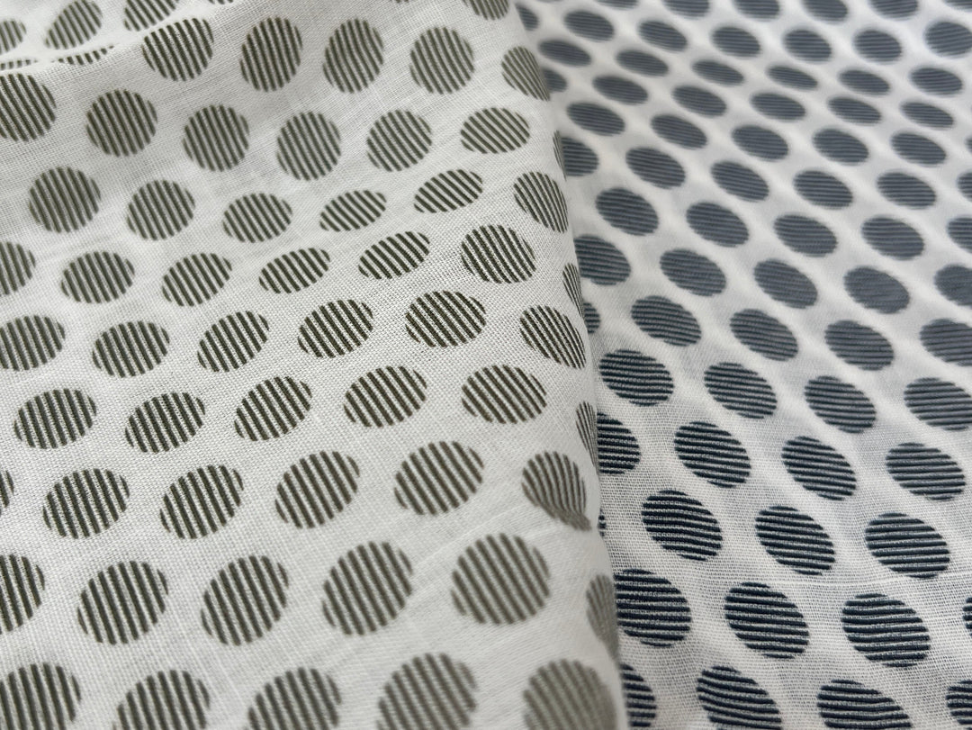 100% Ramie Fabric with Micro-Stripe Polka Dot Print, Lightweight 4776 8456 8457 8458