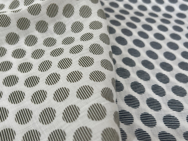 100% Ramie Fabric with Micro-Stripe Polka Dot Print, Lightweight 4776 8456 8457 8458