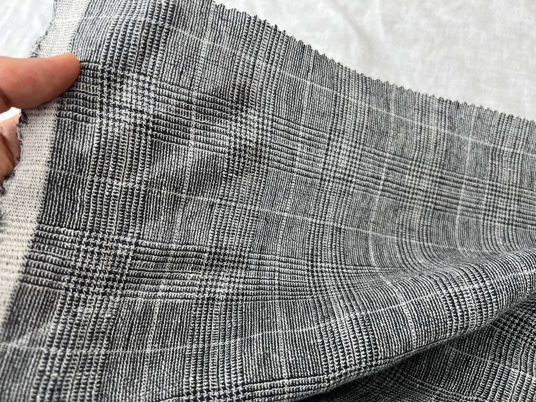 High Twisted Linen Polyester Glen Check Fabric (6068)