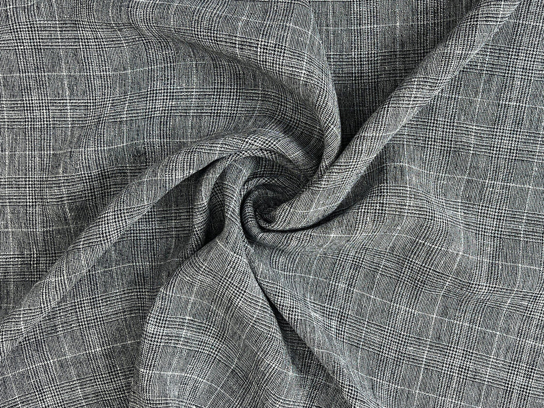 High Twisted Linen Polyester Glen Check Fabric (6068)
