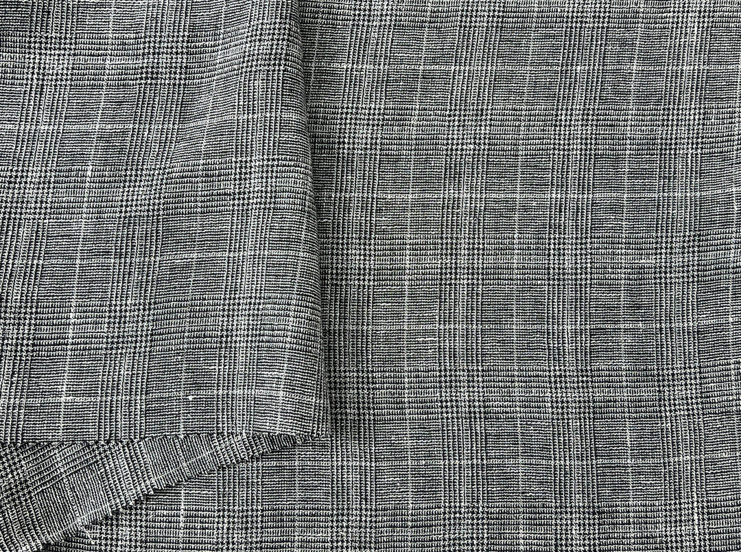 High Twisted Linen Polyester Glen Check Fabric (6068)