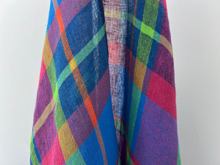Vivid Multicolor Madras Plaid Linen Blend Fabric | Natural Stretch & Wrinkle Finish | 52" 8273