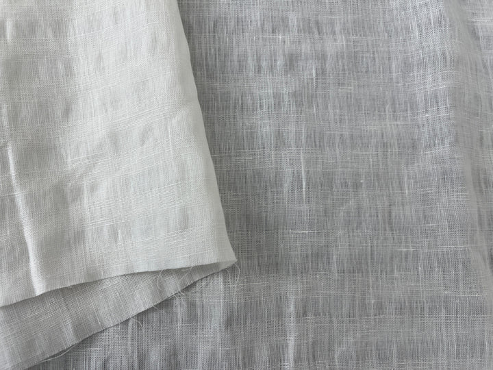 White Linen Ramie Blend Fabric | Subtle Weft Stripe & Gentle Wrinkle Effect | 51" 4196
