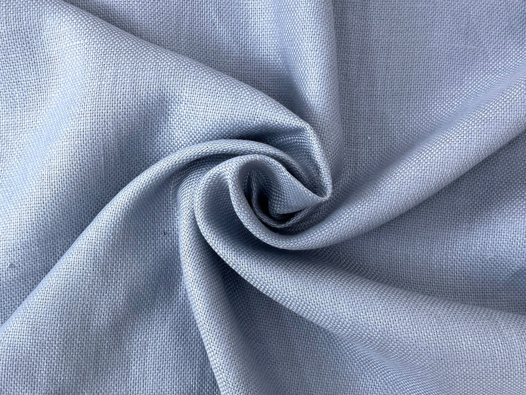 Pale Slate Blue Heavyweight 100% Linen Fabric | Basketweave | 44"