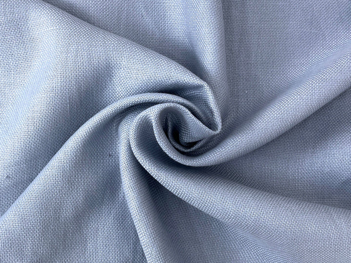 Pale Slate Blue Heavyweight 100% Linen Fabric | Basketweave | 44"
