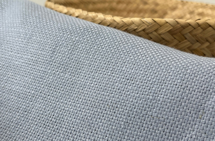 Pale Slate Blue Heavyweight 100% Linen Fabric | Basketweave | 44"