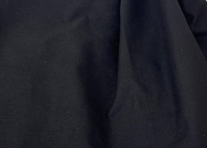 Black Double-Face Linen Cotton Blend Fabric | Medium-Heavy Weight | Subtle Stretch 6084