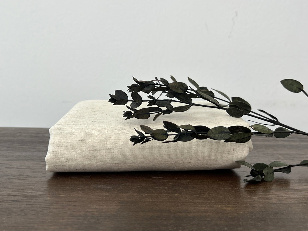 Natural Ivory Double-Face Linen Cotton Fabric | Plain Weave Face & Canvas Back | 320g | 42"   146