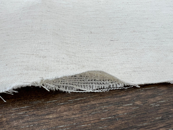 Natural Ivory Double-Face Linen Cotton Fabric | Plain Weave Face & Canvas Back | 320g | 42"   146