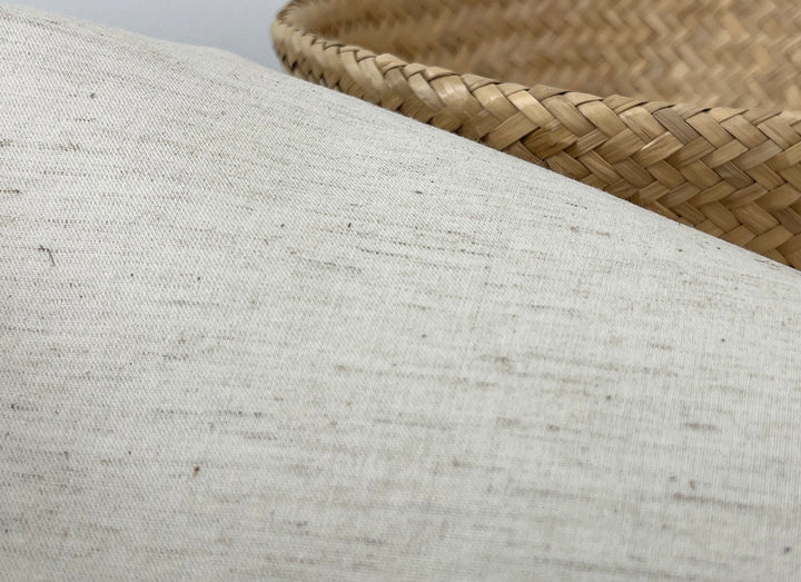 Natural Ivory Double-Face Linen Cotton Fabric | Plain Weave Face & Canvas Back | 320g | 42"   146