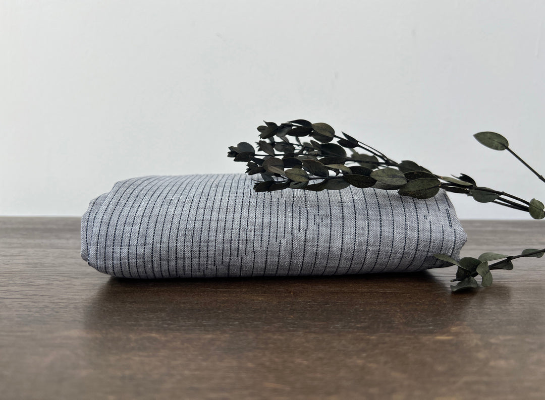 100% Linen Chambray Fabric | Segmented Stripe Print | Light Weight 4088
