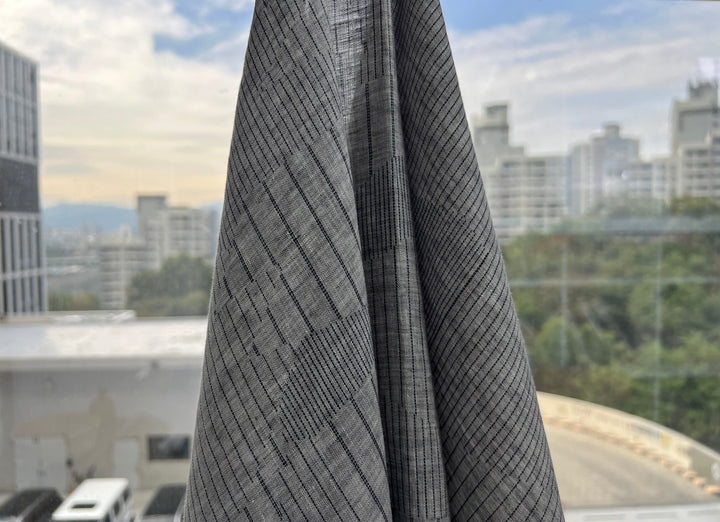 100% Linen Chambray Fabric | Segmented Stripe Print | Light Weight 4088