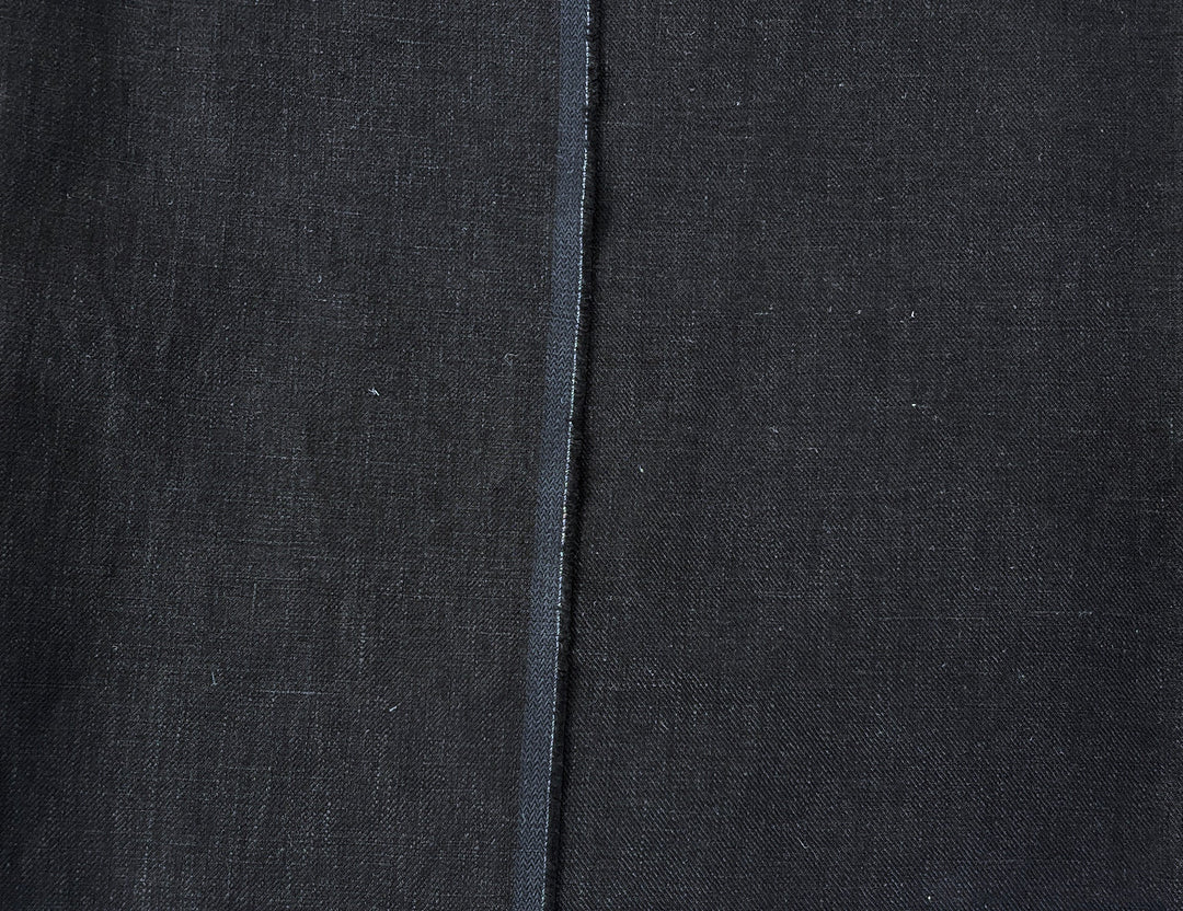 100% Linen Twill Black Fabric | Medium-to-Heavyweight | 52''  7907