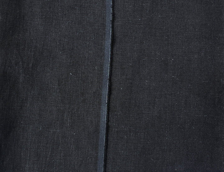 100% Linen Twill Black Fabric | Medium-to-Heavyweight | 52''  7907