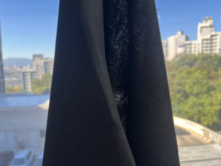 100% Linen Twill Black Fabric | Medium-to-Heavyweight | 52''  7907