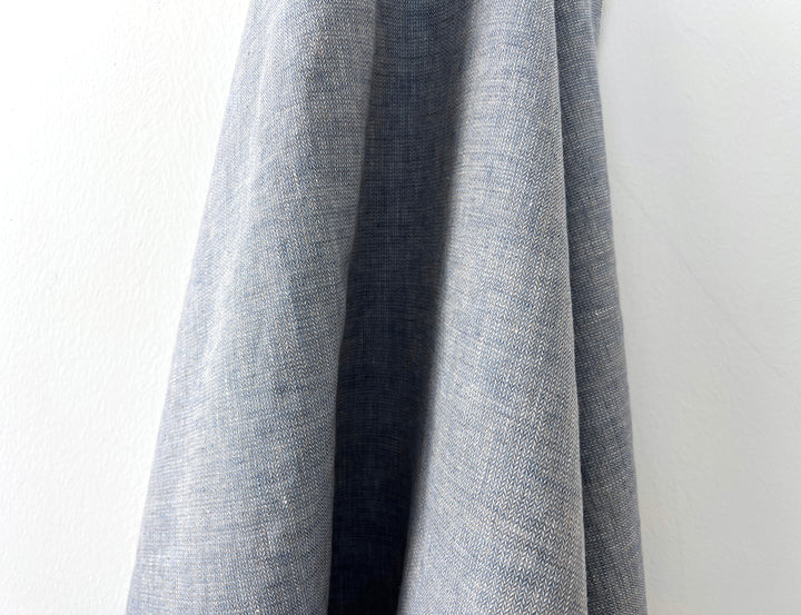 Linen Blend Fabric | Micro Herringbone Twill | Medium Weight | 51"