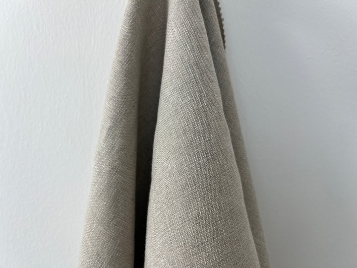 Linen Blend Fabric | Micro Herringbone Twill | Medium Weight | 51"