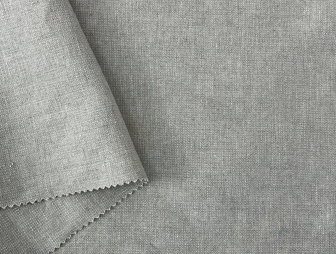 Linen Blend Fabric | Micro Herringbone Twill | Medium Weight | 51"