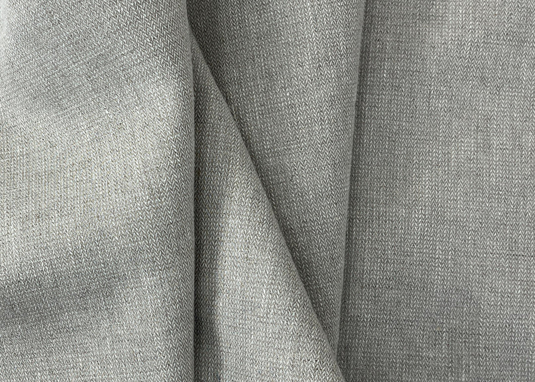 Linen Blend Fabric | Micro Herringbone Twill | Medium Weight | 51"