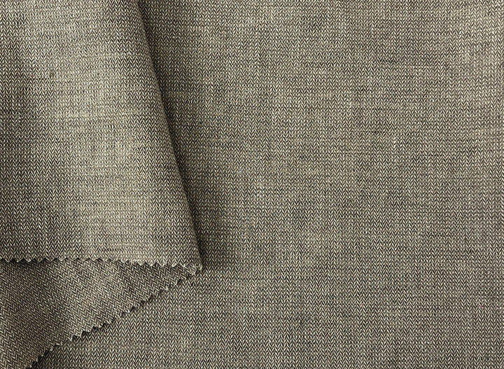 Linen Blend Fabric | Micro Herringbone Twill | Medium Weight | 51"