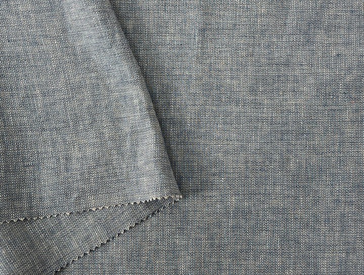 Linen Blend Fabric | Micro Herringbone Twill | Medium Weight | 51"