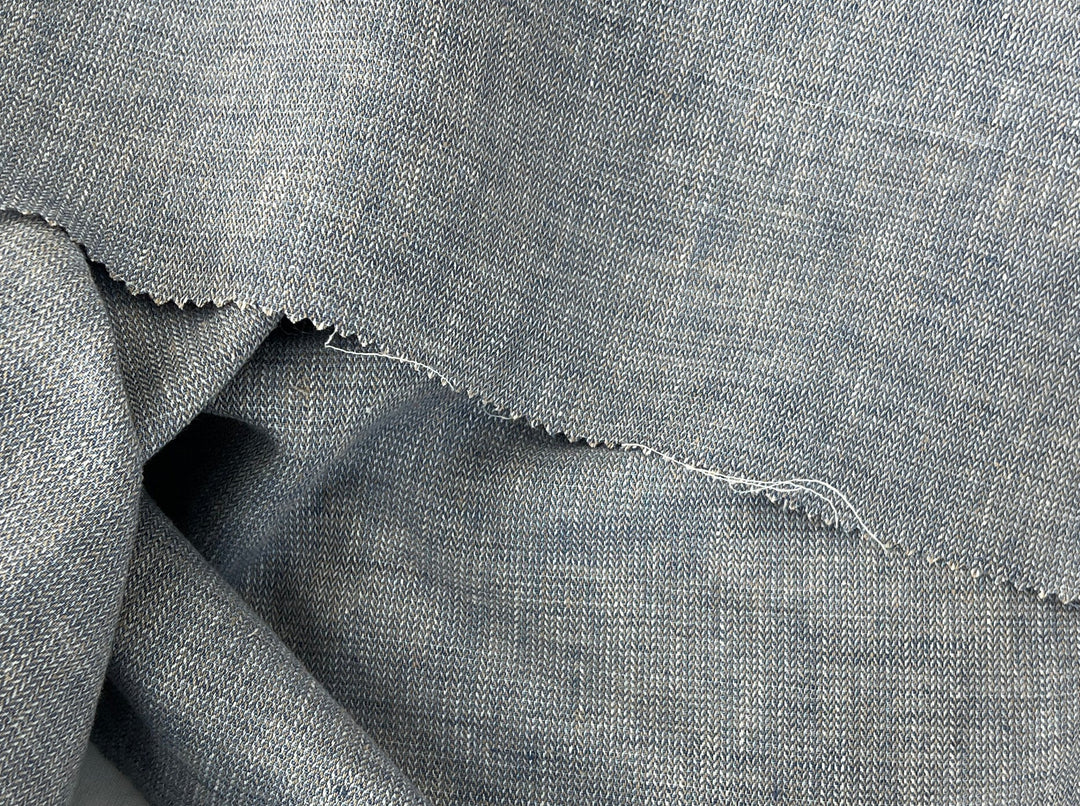 Linen Blend Fabric | Micro Herringbone Twill | Medium Weight | 51"