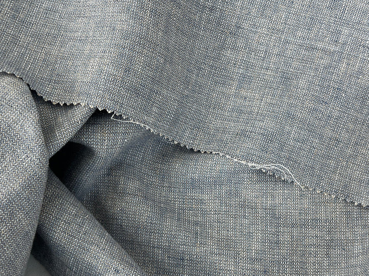 Linen Blend Fabric | Micro Herringbone Twill | Medium Weight | 51"