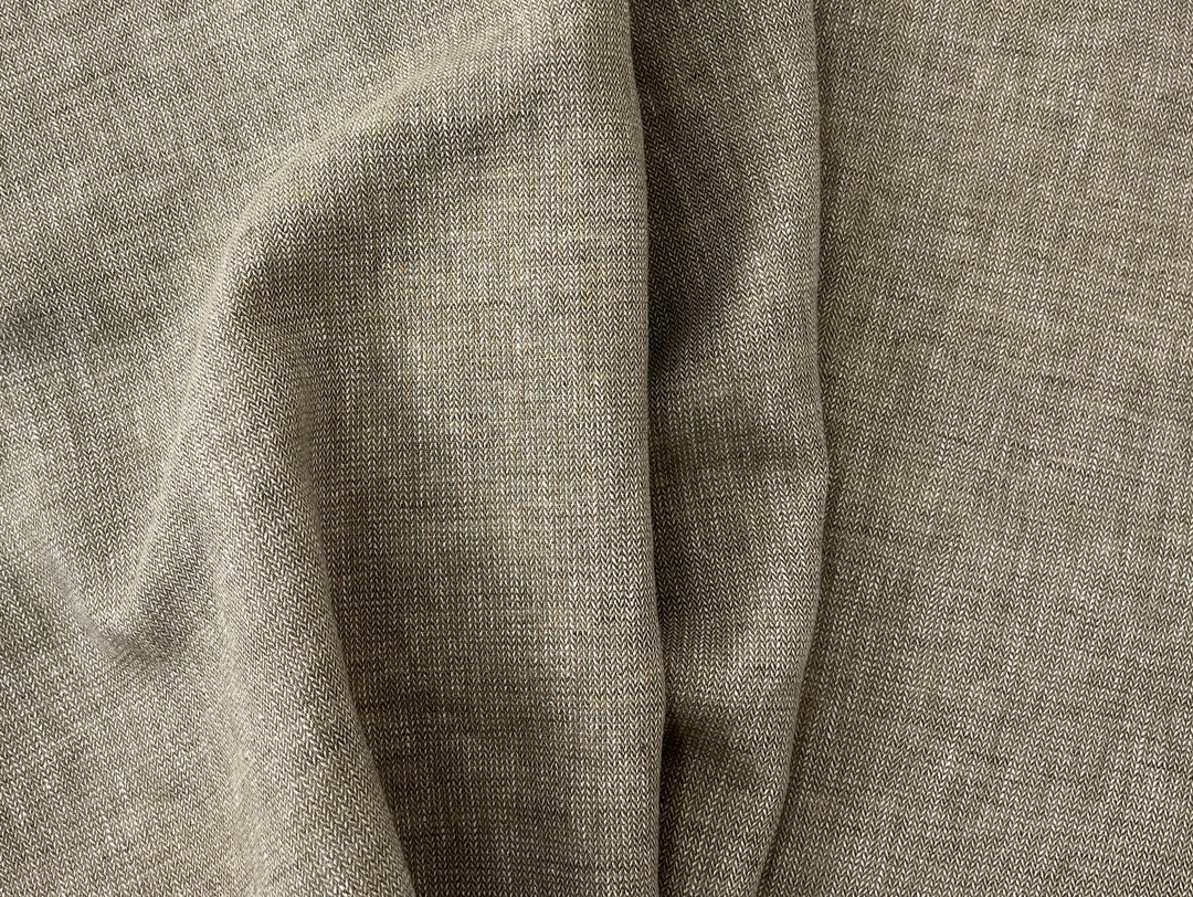Linen Blend Fabric | Micro Herringbone Twill | Medium Weight | 51"