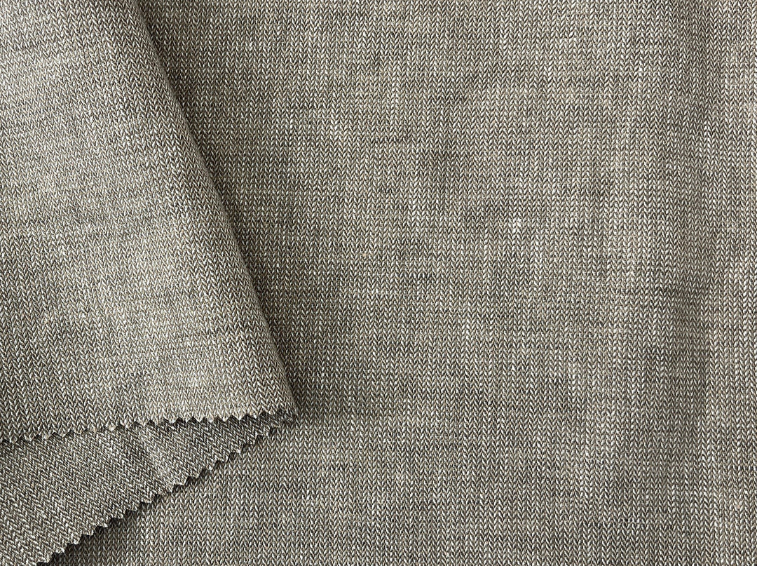 Linen Blend Fabric | Micro Herringbone Twill | Medium Weight | 51"