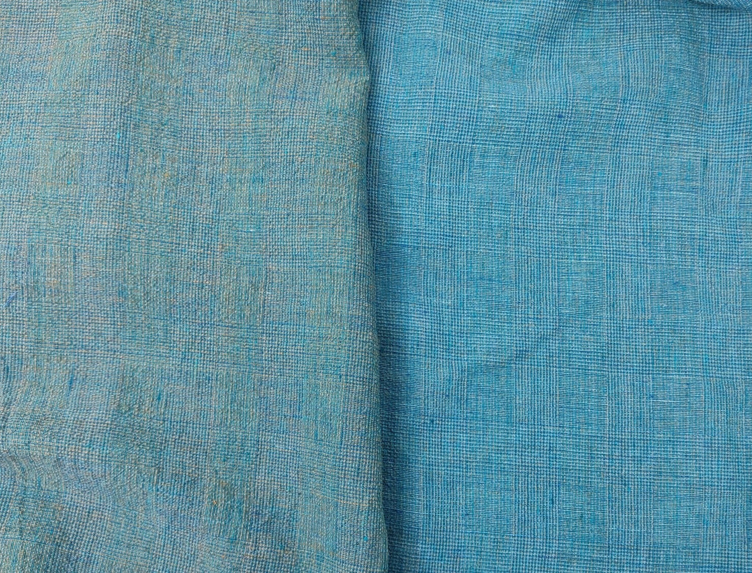 Blue and Green Symphony: A Melange Fusion of Linen and Polyester in Glen Plaid 7788 7789 - The Linen Lab - Green