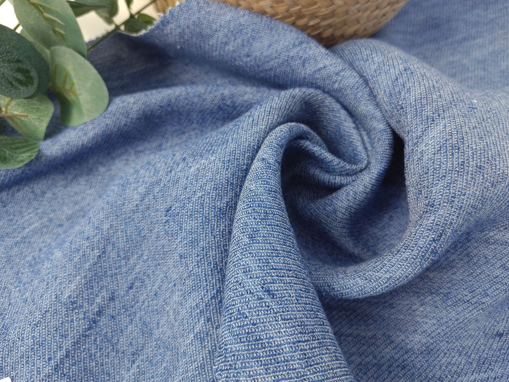 Blue Linen Rayon Cotton Blend Semi-Double-Face Fabric 7146 - The Linen Lab - Blue