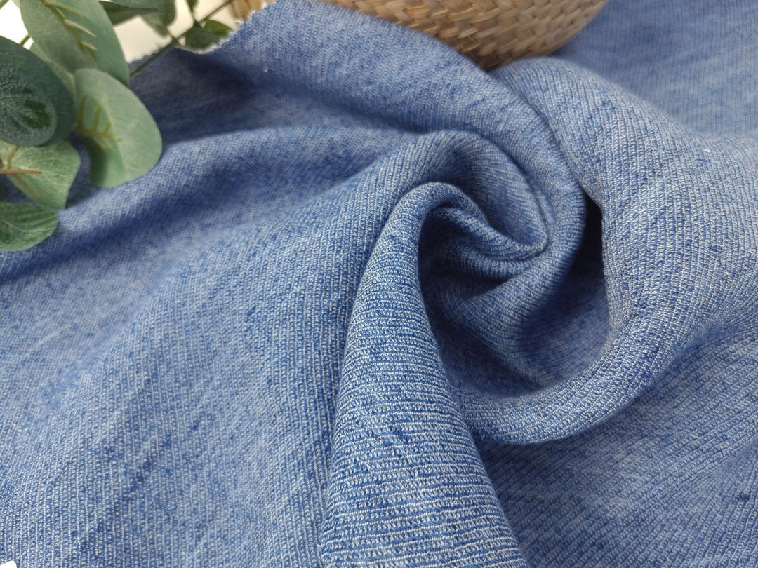 Blue Linen Rayon Cotton Blend Semi-Double-Face Fabric 7146 - The Linen Lab - Blue