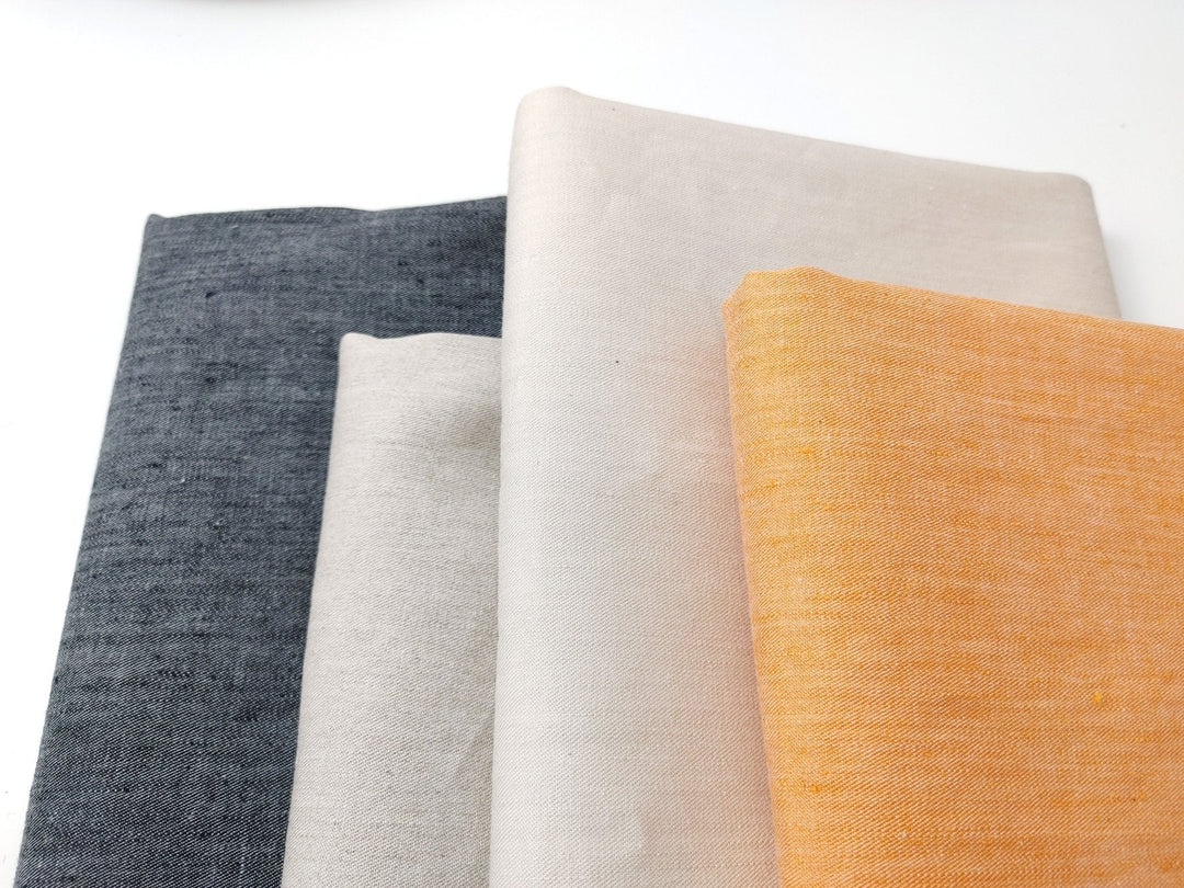 Chambray Linen Cotton Stretch Twill Fabric 3099 3248 3249 2234 - The Linen Lab - Orange