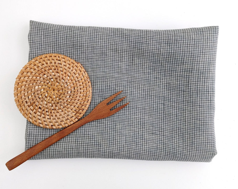 Classic Charm: 100% Linen Mini Gingham Check Fabric, Light Weight 6833 - The Linen Lab - Green