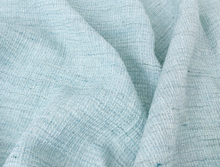 Cloud 9 100% Linen Waffle Tweed Fabric 7876 7877 7878 7879 7880 - The Linen Lab - Green