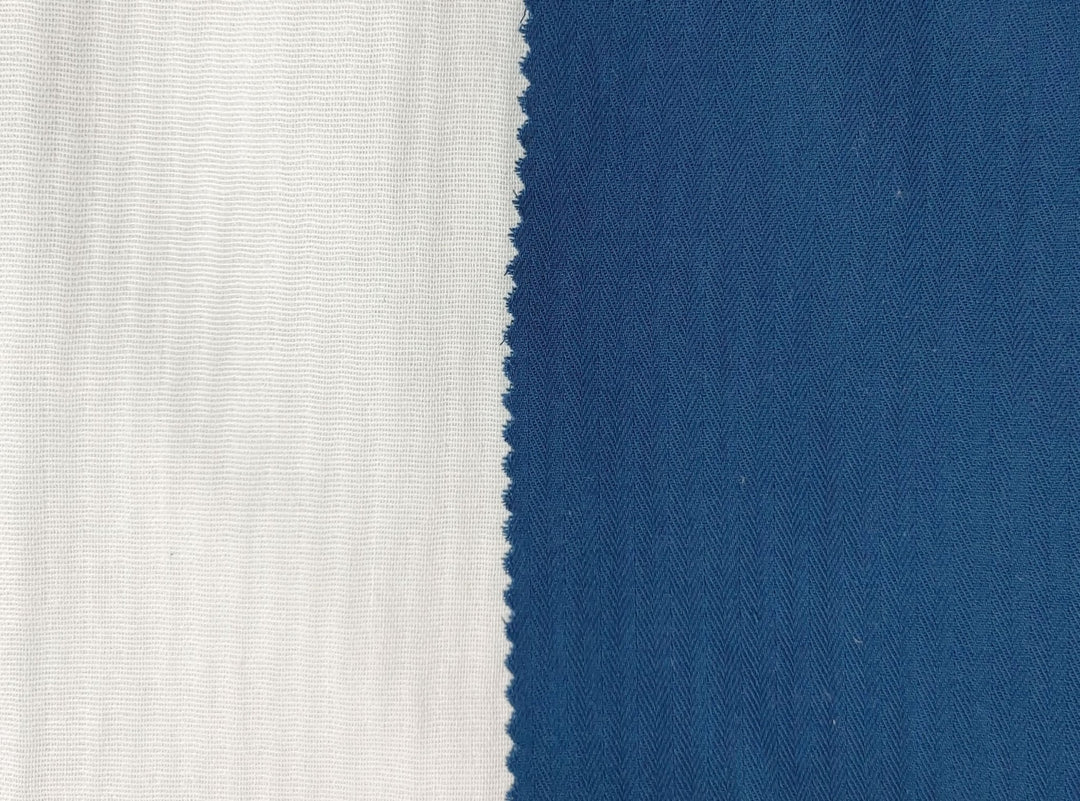 Double-Faced Herringbone Twill: 100% Cotton Fabric 7216 7215 - The Linen Lab - Blue