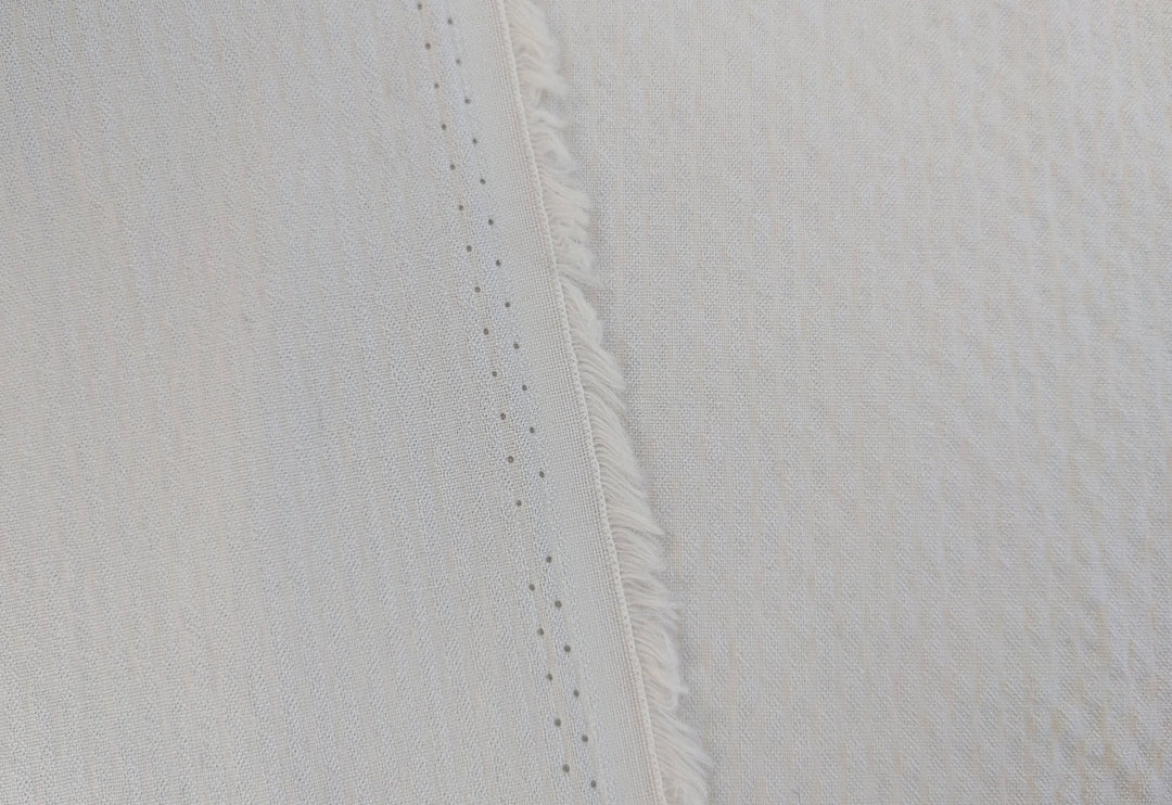 Gentle Stripes: Ramie Cotton Rayon Seersucker Fabric 3277 - The Linen Lab - Ivory