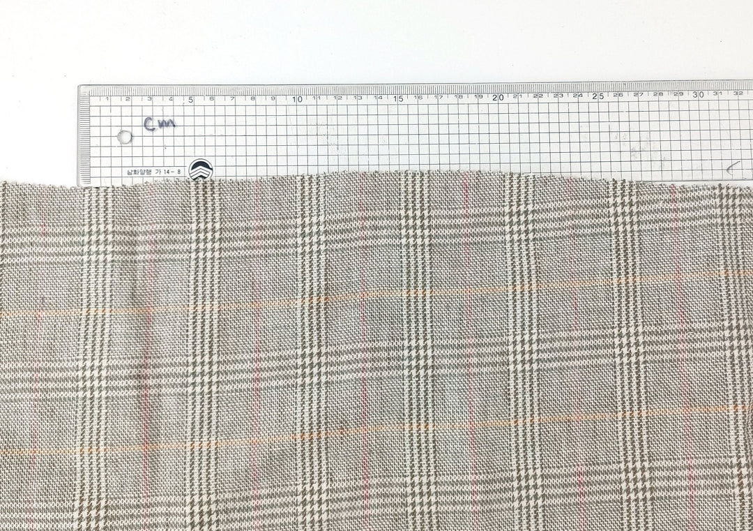 Glen Plaid Elegance: 100% Linen Twill Fabric, 9s Medium-Heavy Weight 2118 - The Linen Lab - Green