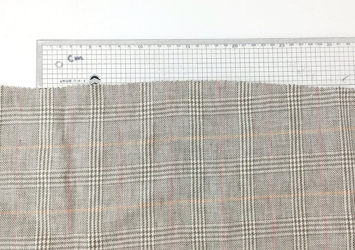 Glen Plaid Elegance: 100% Linen Twill Fabric, 9s Medium-Heavy Weight 2118 - The Linen Lab - Green