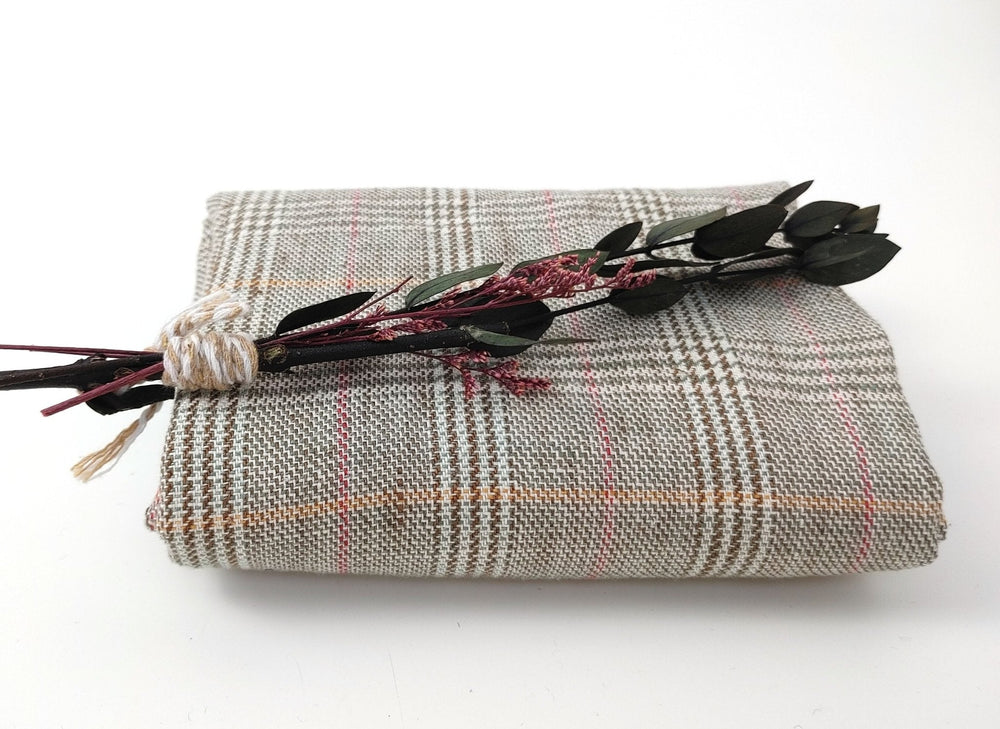 Glen Plaid Elegance: 100% Linen Twill Fabric, 9s Medium-Heavy Weight 2118 - The Linen Lab - Green