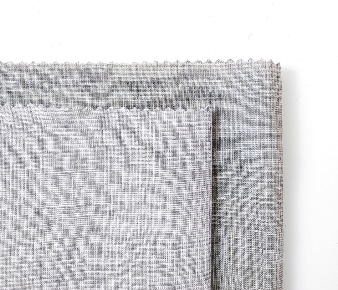Grey Elegance: Lightweight 100% Linen Glen Plaid 6536 6508 - The Linen Lab - Gray(Light)