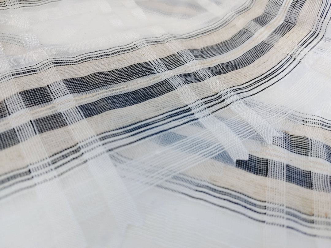 Grey Melange Plaid Linen-Rayon-Polyester Sheer Fabric 1758 - The Linen Lab - Grey
