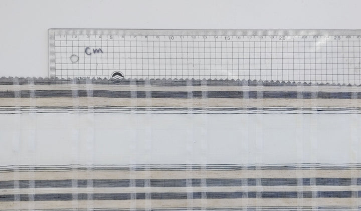 Grey Melange Plaid Linen-Rayon-Polyester Sheer Fabric 1758 - The Linen Lab - Grey