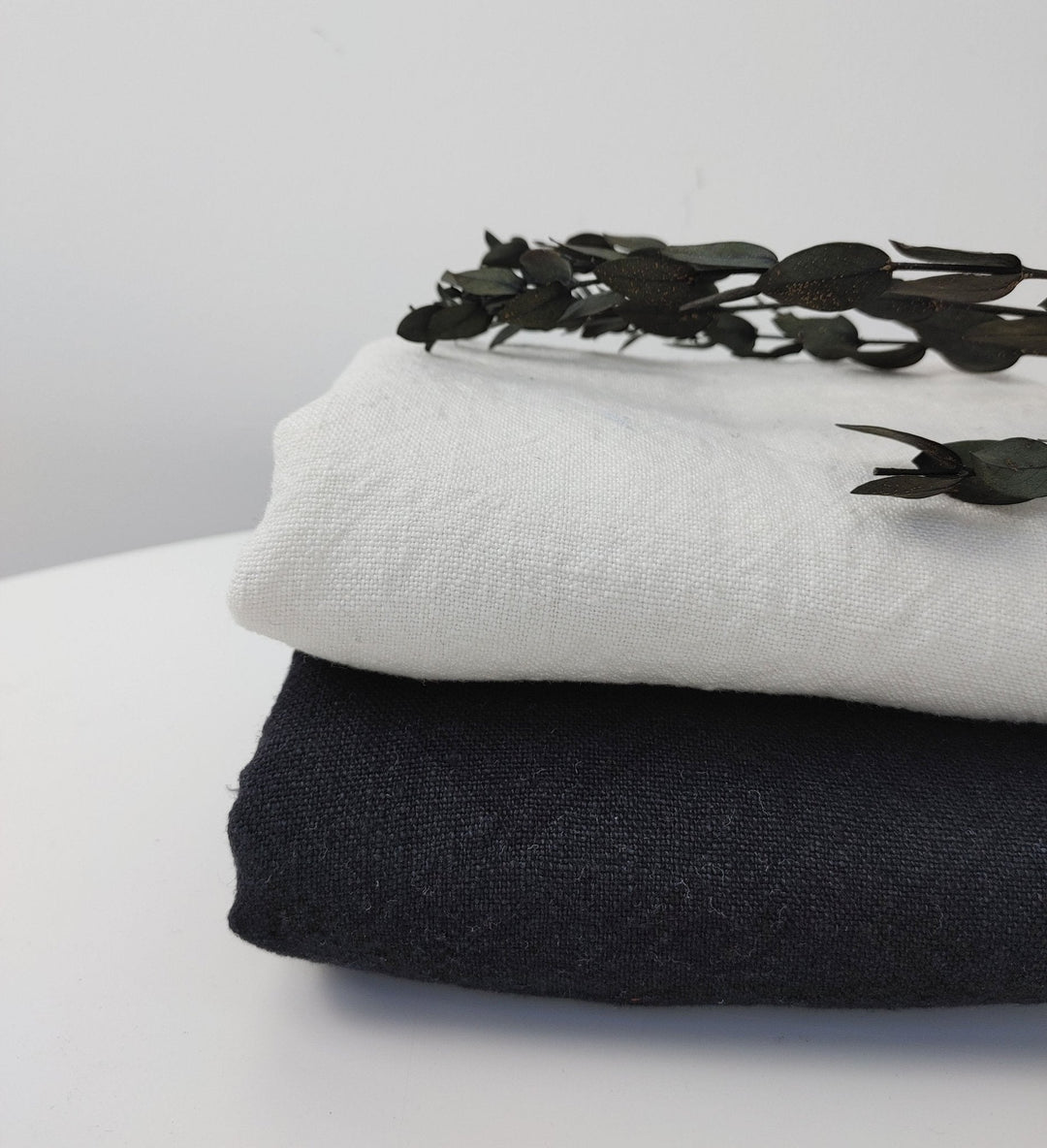 Heavy Weight 100% Linen Fabric - High Twisted 6s, White and Black Colors for Timeless Projects 4663 4966 - The Linen Lab - White