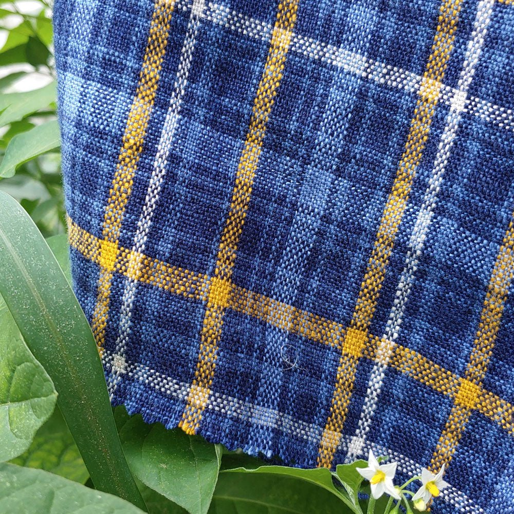 Heavy Weight Blue Plaid Fabric (6614) - The Linen Lab - Blue