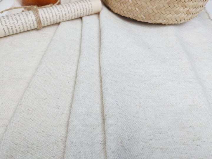 Heavy Weight Linen Rayon Stretch Fabric with Dobby Weave and Excellent Drape 6317 6414 6874 7229 - The Linen Lab - White