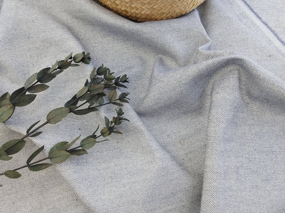 Heavyweight Canvas Chambray Linen Stretch Fabric 3252 - The Linen Lab - Grey