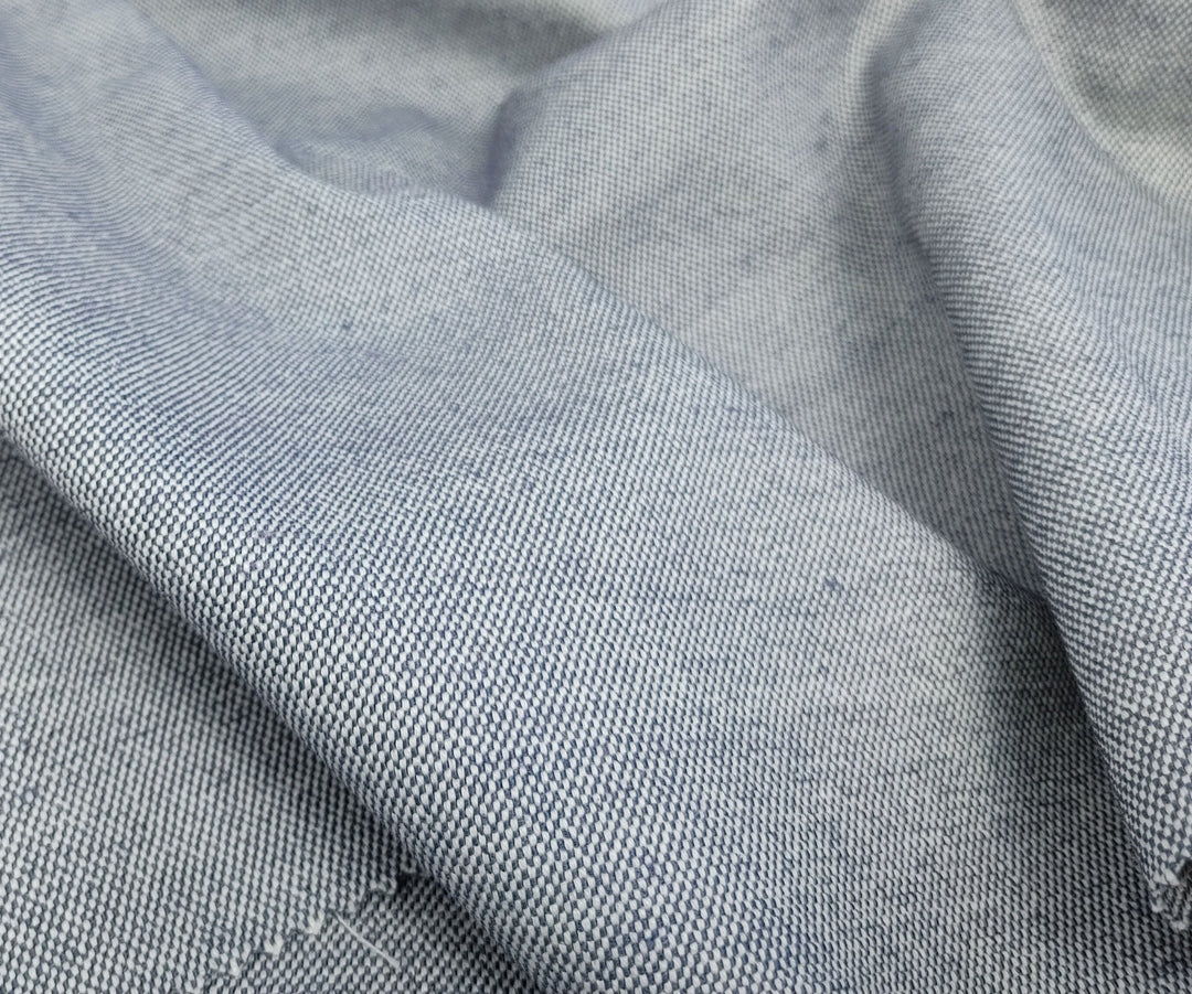 Heavyweight Canvas Chambray Linen Stretch Fabric 3252 - The Linen Lab - Grey