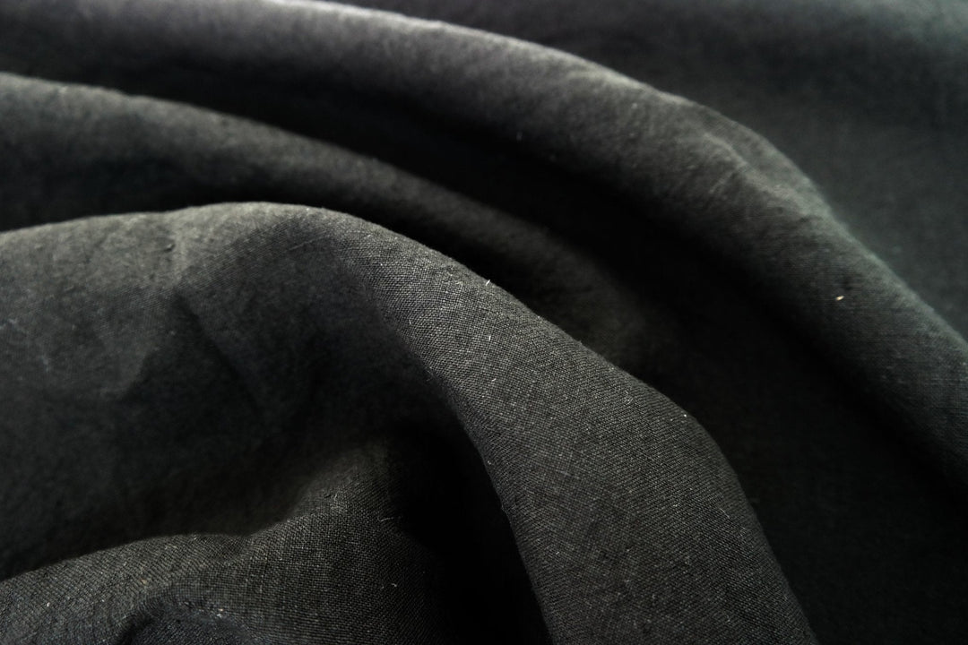 High Twisted 100% Linen Fabric Medium Weight 14S 6220 6600 6366 7369 - The Linen Lab - Black 7369